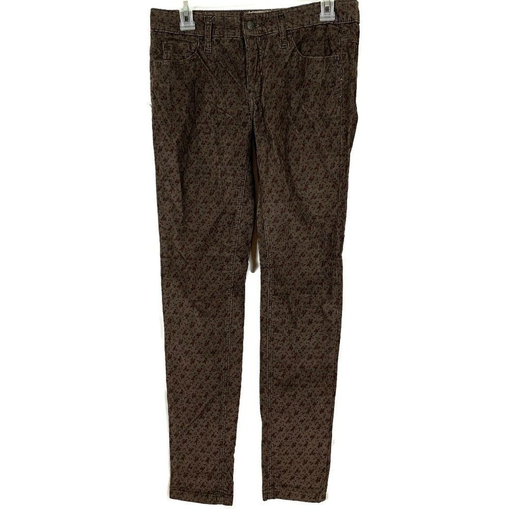 FREE PEOPLE Brown Curdoroy Floral Skinny Pants 28